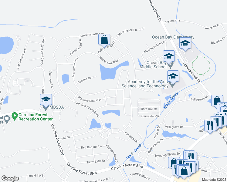 map of restaurants, bars, coffee shops, grocery stores, and more near 2617 Scarecrow Way in Myrtle Beach
