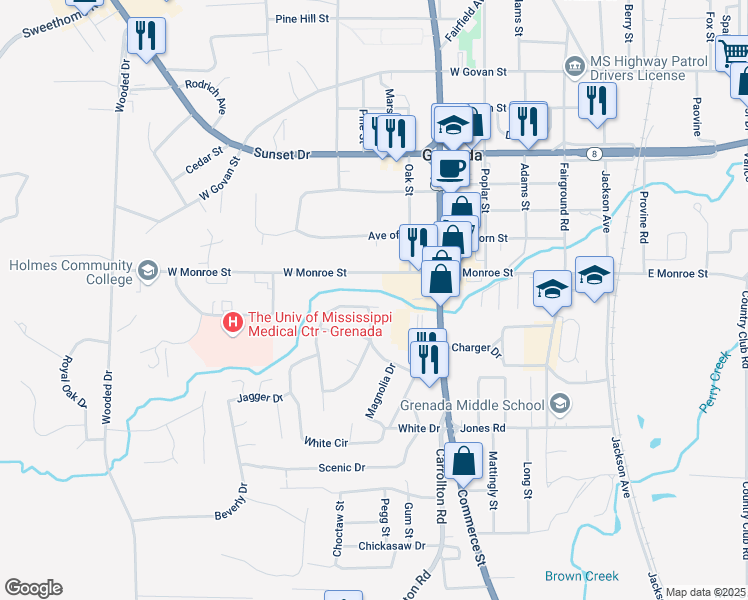 map of restaurants, bars, coffee shops, grocery stores, and more near 700 Windsor Road in Grenada