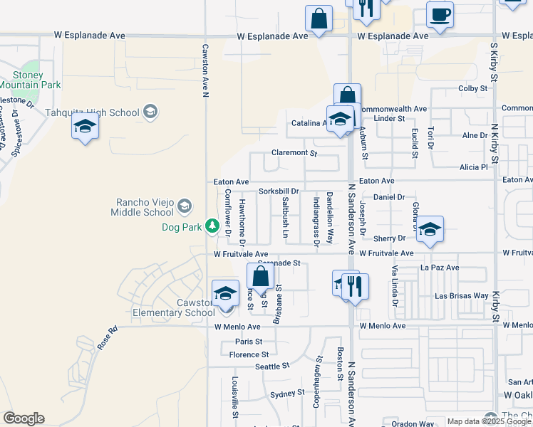 map of restaurants, bars, coffee shops, grocery stores, and more near 994 Paintbrush Trail in Hemet