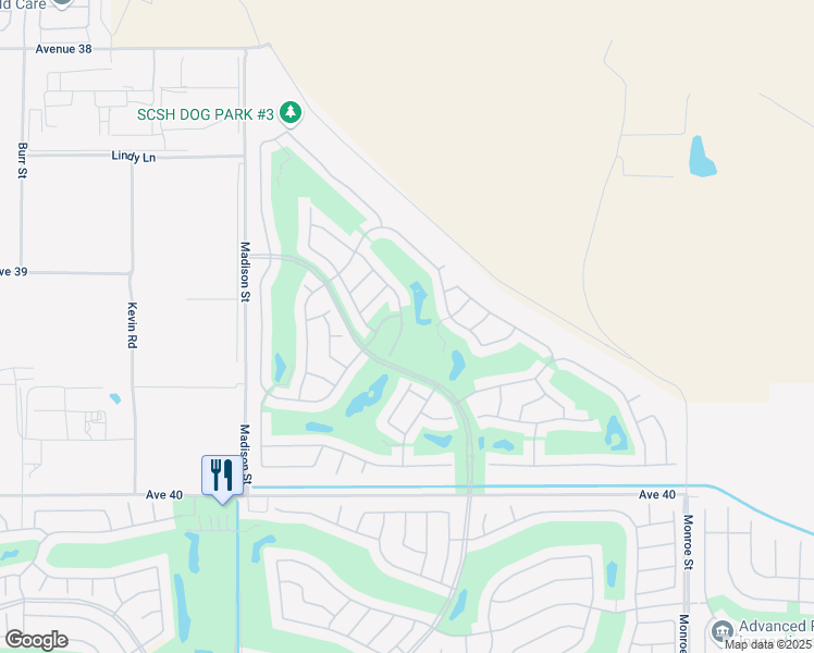 map of restaurants, bars, coffee shops, grocery stores, and more near 81355 Corte Compras in Indio