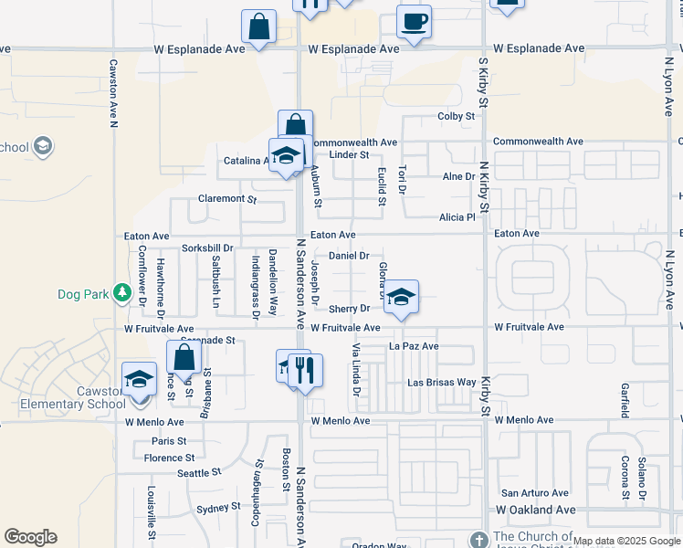 map of restaurants, bars, coffee shops, grocery stores, and more near 3141 Christiane Circle in Hemet