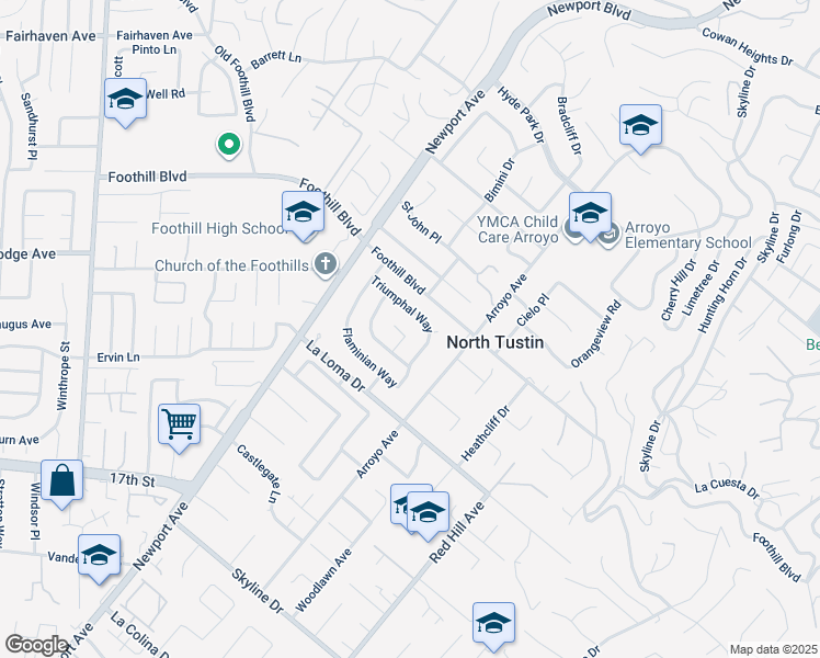 map of restaurants, bars, coffee shops, grocery stores, and more near 1191 Risa Place in Santa Ana