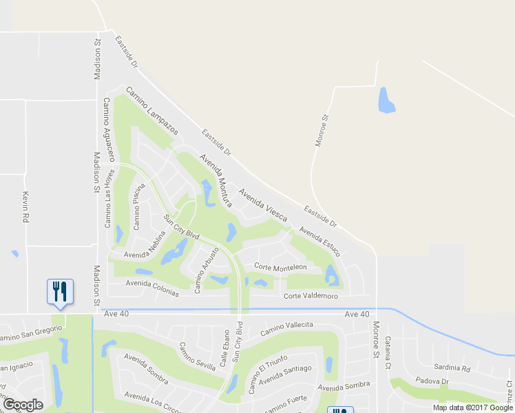 map of restaurants, bars, coffee shops, grocery stores, and more near 81581 Avenida Viesca in Indio