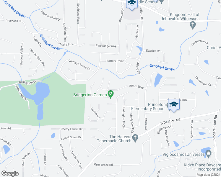 map of restaurants, bars, coffee shops, grocery stores, and more near 6482 Alford Way in Lithonia