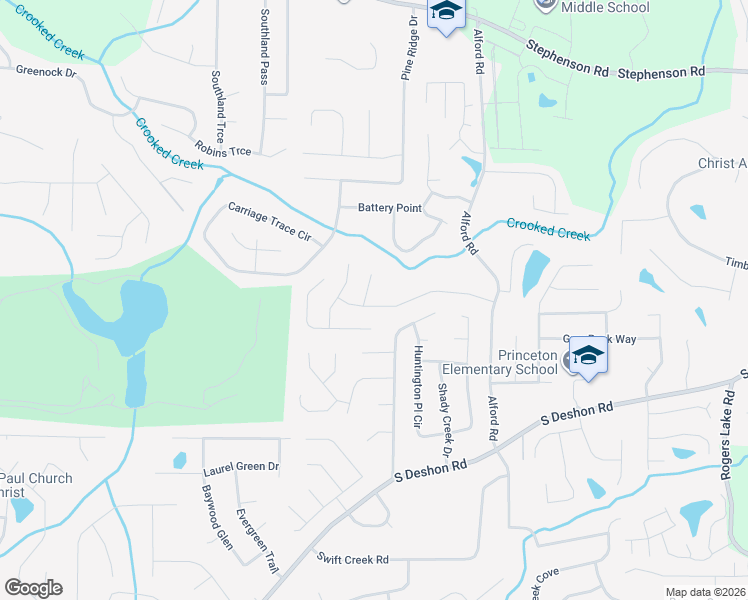 map of restaurants, bars, coffee shops, grocery stores, and more near 6485 Alford Way in Lithonia