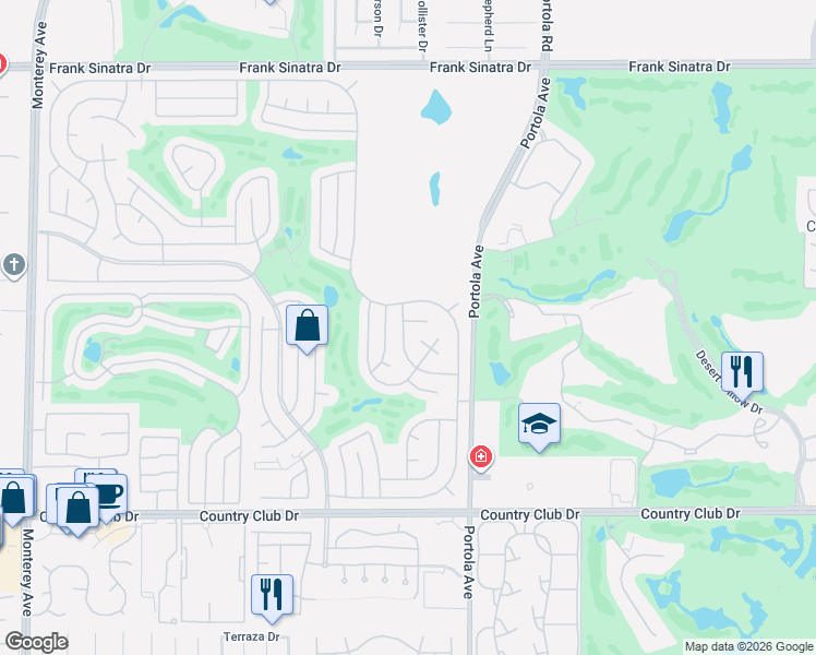 map of restaurants, bars, coffee shops, grocery stores, and more near 39240 Hidden Water Place in Palm Desert