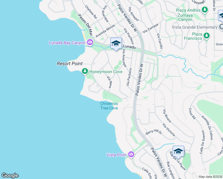 map of restaurants, bars, coffee shops, grocery stores, and more near 2900 Paseo Del Mar in Palos Verdes Estates