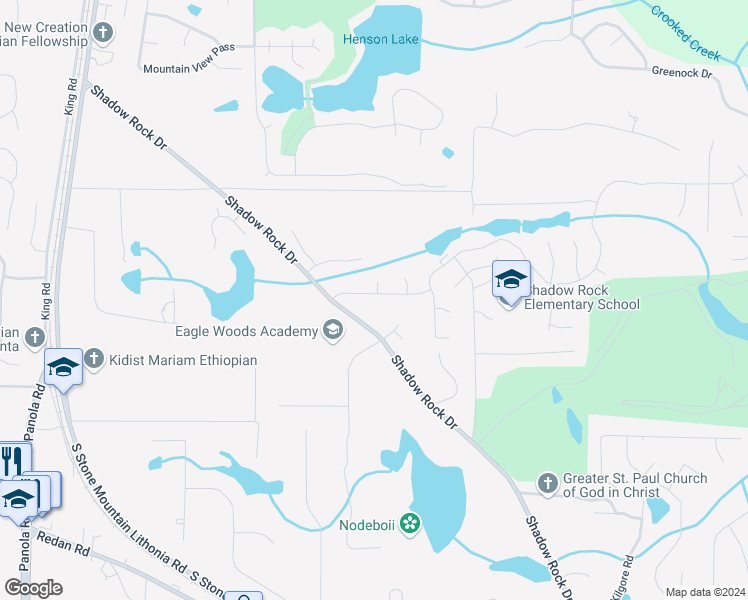 map of restaurants, bars, coffee shops, grocery stores, and more near 5827 Bellingrath Way in Lithonia