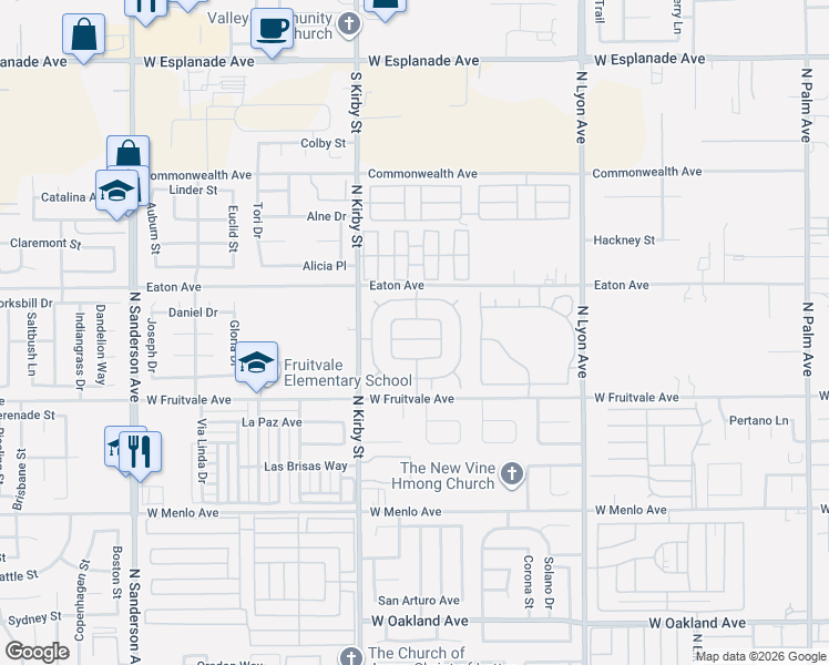 map of restaurants, bars, coffee shops, grocery stores, and more near 2300 El Grande Street in Hemet