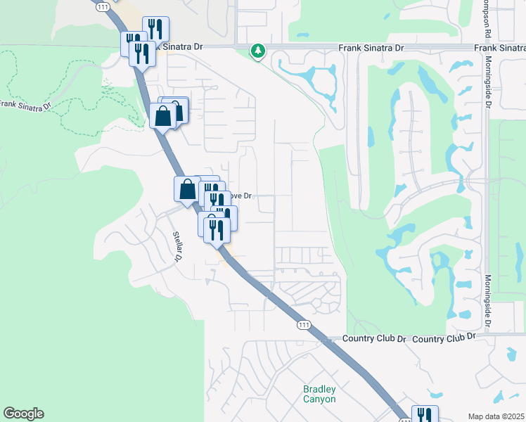 map of restaurants, bars, coffee shops, grocery stores, and more near 70201 Mirage Cove Drive in Rancho Mirage