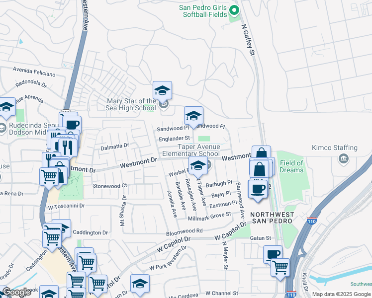 map of restaurants, bars, coffee shops, grocery stores, and more near 1021 Statler Street in Los Angeles