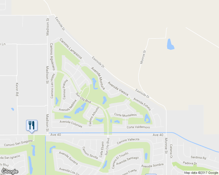 map of restaurants, bars, coffee shops, grocery stores, and more near 39235 Calle Negrete in Indio