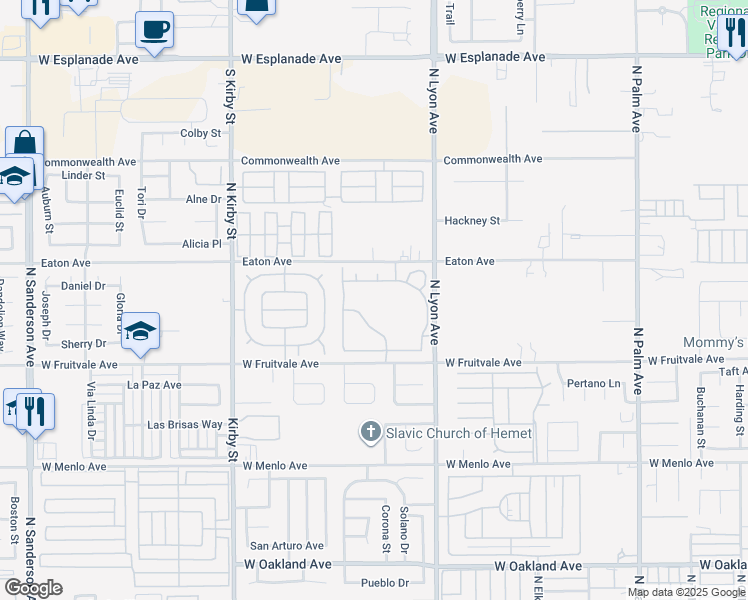 map of restaurants, bars, coffee shops, grocery stores, and more near 1001 North Lyon Avenue in Hemet