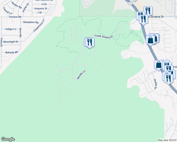 map of restaurants, bars, coffee shops, grocery stores, and more near 27 Grande View Court in Rancho Mirage