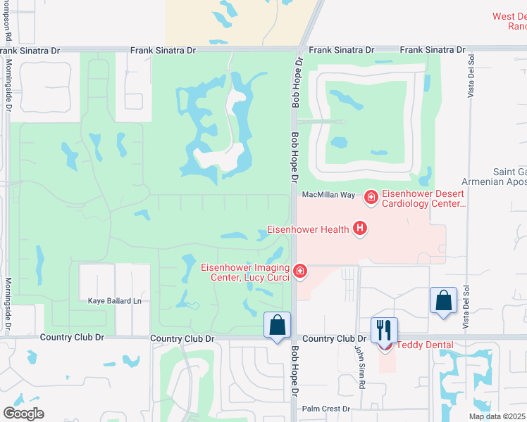 map of restaurants, bars, coffee shops, grocery stores, and more near 9 Furman Court in Rancho Mirage