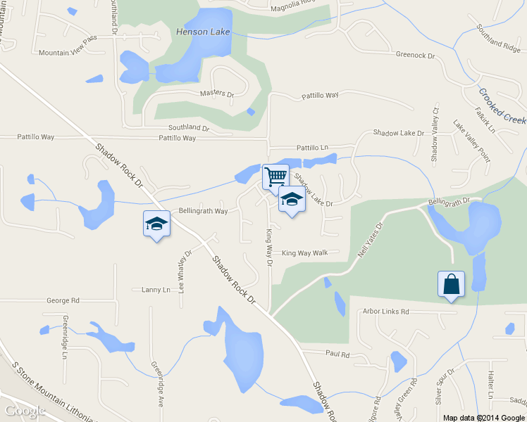 map of restaurants, bars, coffee shops, grocery stores, and more near 1023 King Way Dr in Lithonia