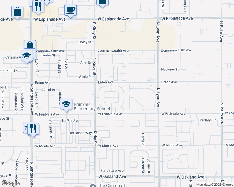 map of restaurants, bars, coffee shops, grocery stores, and more near 2210 El Toro Circle in Hemet