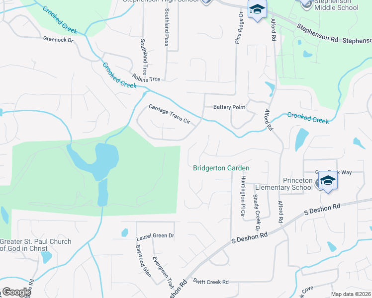 map of restaurants, bars, coffee shops, grocery stores, and more near 1008 Carriage Trace Circle in Stone Mountain