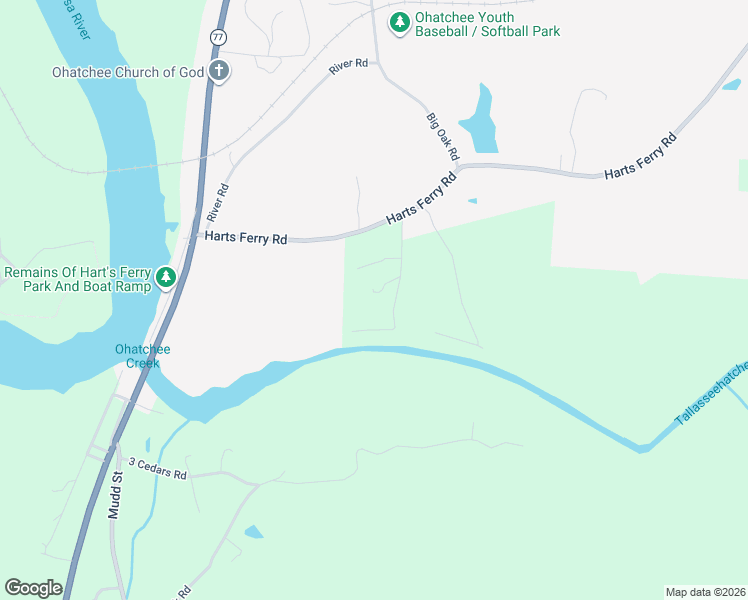 map of restaurants, bars, coffee shops, grocery stores, and more near 104 Seminole Trail in Ohatchee
