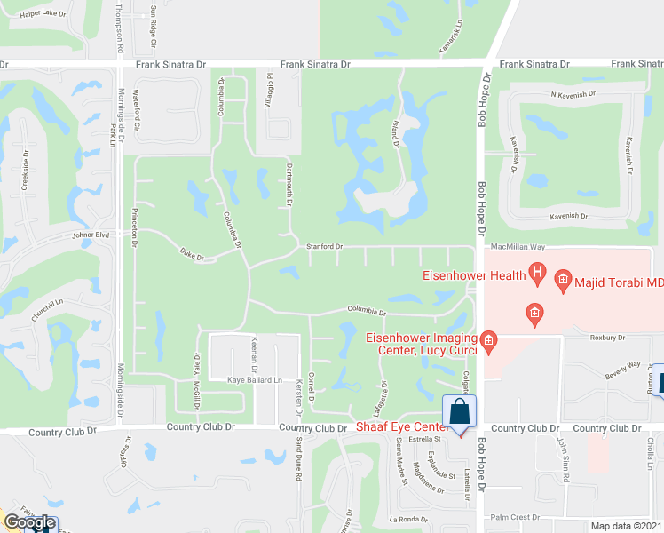 map of restaurants, bars, coffee shops, grocery stores, and more near 9 Wake Forest Court in Rancho Mirage