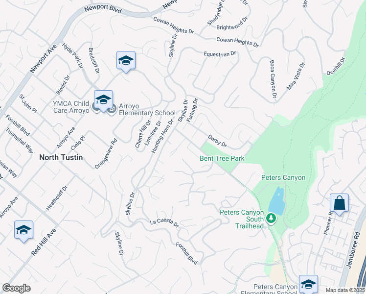 map of restaurants, bars, coffee shops, grocery stores, and more near 11042 Gold Star Lane in Santa Ana