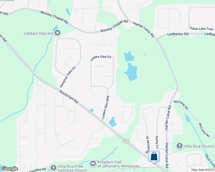 map of restaurants, bars, coffee shops, grocery stores, and more near 87 Cedars Glen Way in Villa Rica