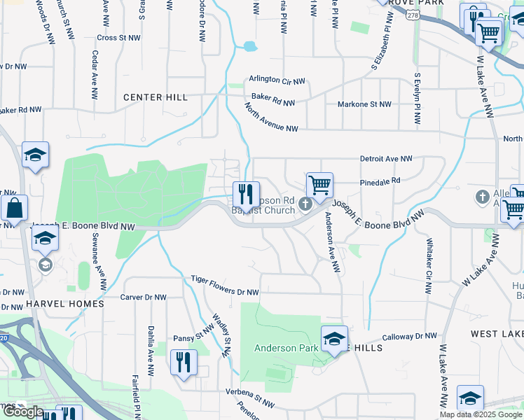 map of restaurants, bars, coffee shops, grocery stores, and more near 2064 Chicago Avenue Northwest in Atlanta