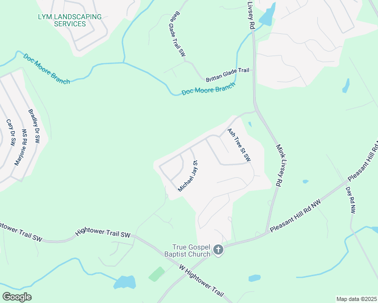 map of restaurants, bars, coffee shops, grocery stores, and more near 4875 Michael Jay Street in Snellville