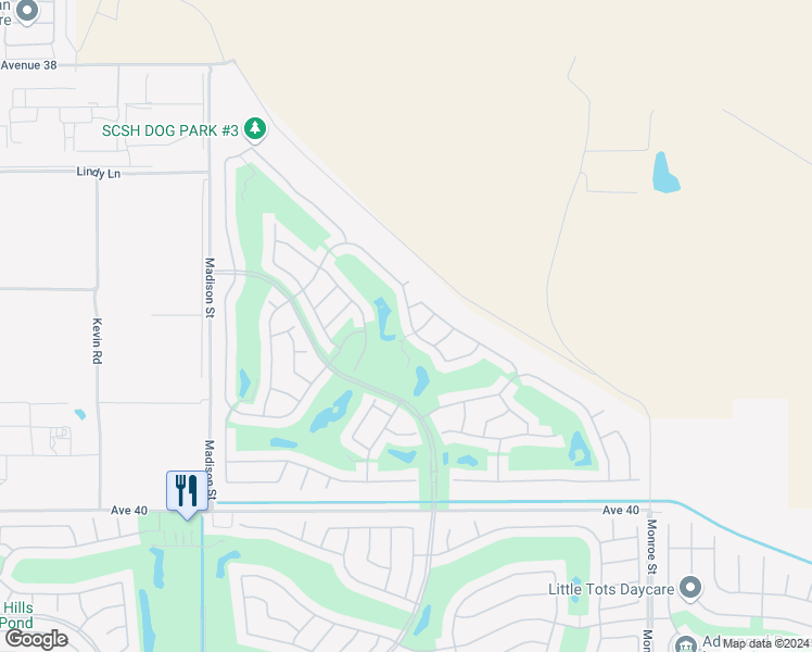 map of restaurants, bars, coffee shops, grocery stores, and more near 81465 Avenida Montura in Indio