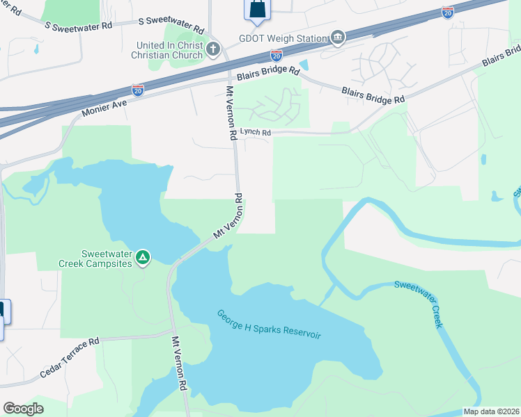 map of restaurants, bars, coffee shops, grocery stores, and more near 1476 Mount Vernon Road in Lithia Springs