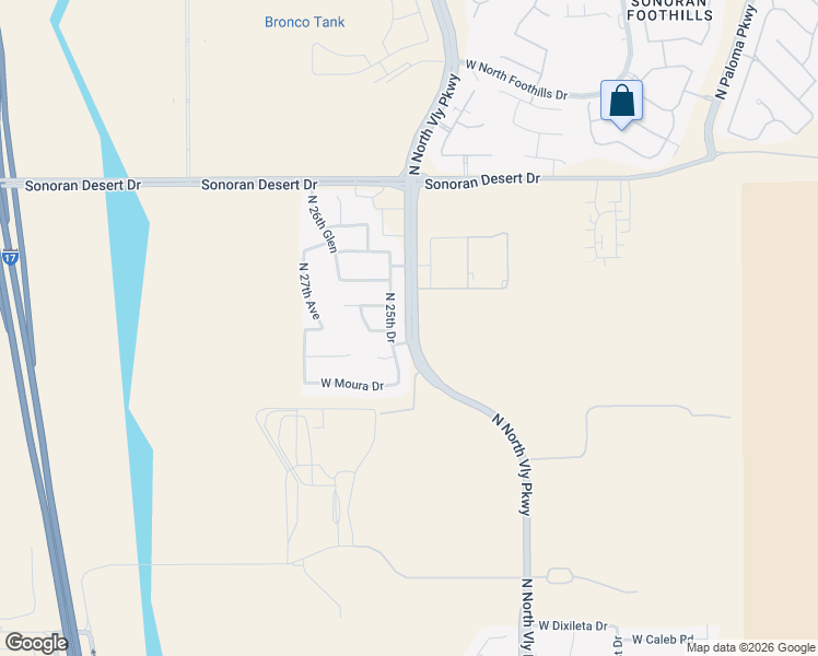 map of restaurants, bars, coffee shops, grocery stores, and more near 30907 North 25th Lane in Phoenix