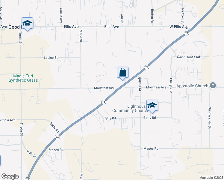 map of restaurants, bars, coffee shops, grocery stores, and more near 26 Mountain Avenue in Perris
