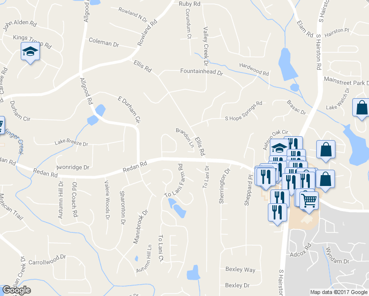map of restaurants, bars, coffee shops, grocery stores, and more near 1069 Brandon Lane in Stone Mountain