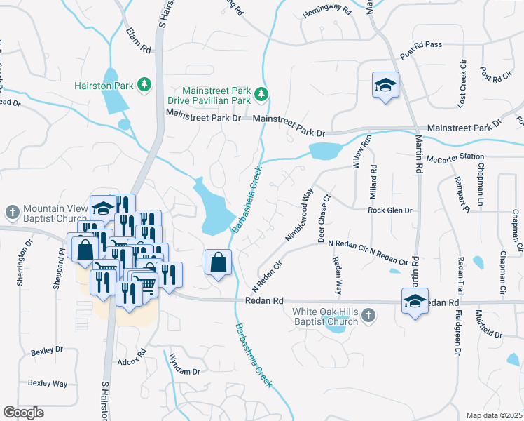 map of restaurants, bars, coffee shops, grocery stores, and more near in Stone Mountain