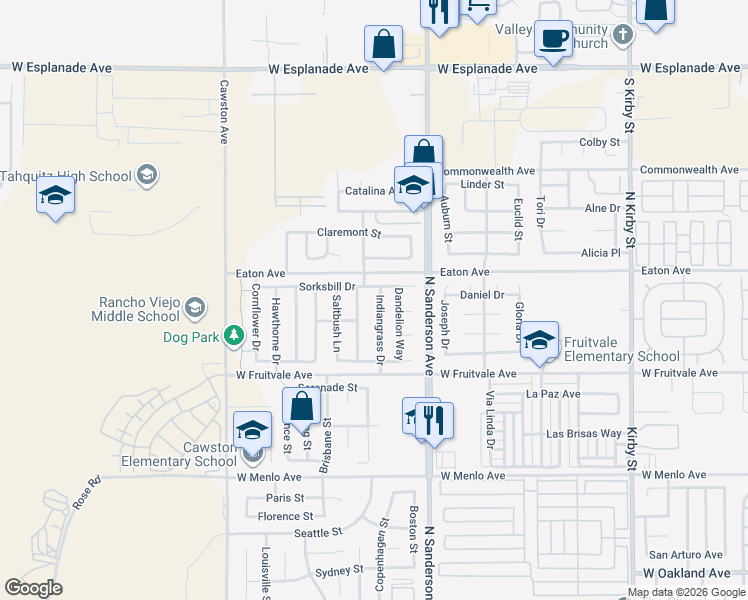 map of restaurants, bars, coffee shops, grocery stores, and more near 1053 Indiangrass Drive in Hemet