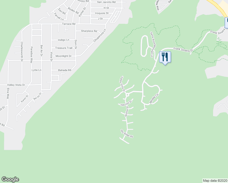 map of restaurants, bars, coffee shops, grocery stores, and more near 17 Rockcrest in Rancho Mirage