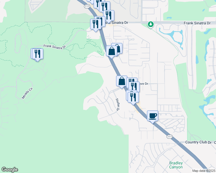 map of restaurants, bars, coffee shops, grocery stores, and more near 11 Vista Loma Drive in Rancho Mirage