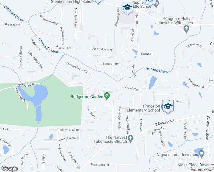 map of restaurants, bars, coffee shops, grocery stores, and more near 1000 Alford Court in Lithonia