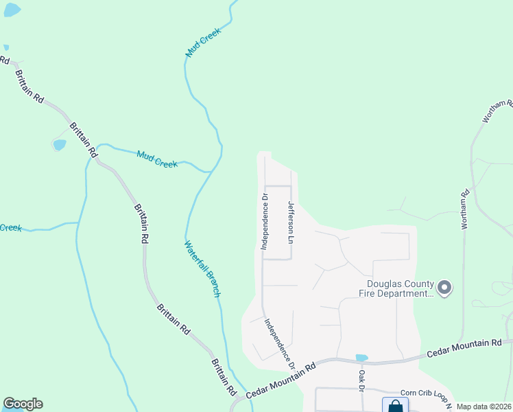 map of restaurants, bars, coffee shops, grocery stores, and more near 1763 Independence Drive in Douglasville