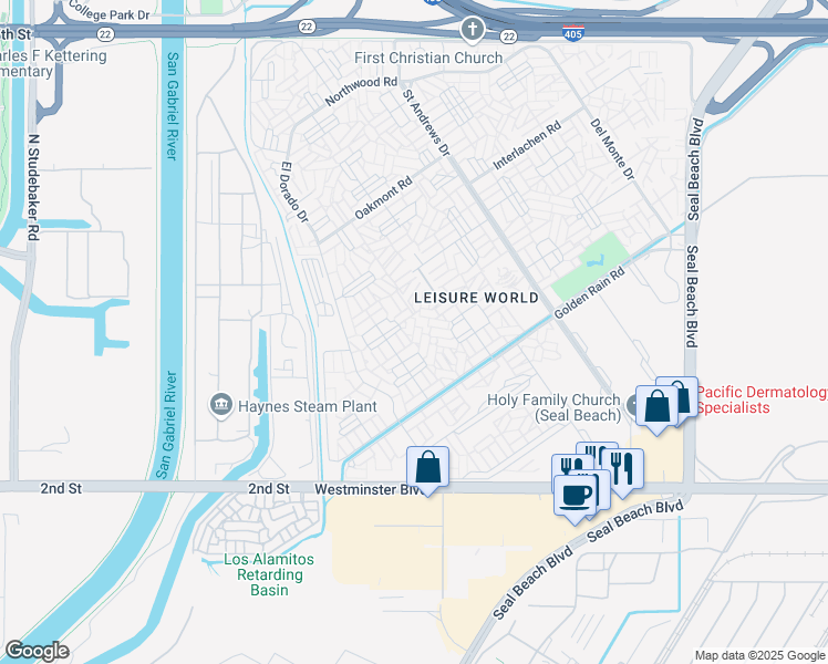 map of restaurants, bars, coffee shops, grocery stores, and more near 1400 Wee Burn Road in Seal Beach