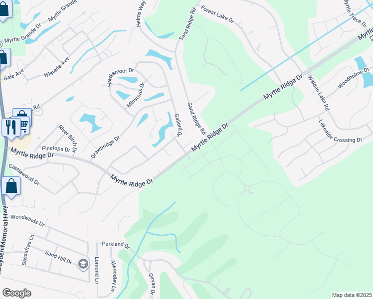 map of restaurants, bars, coffee shops, grocery stores, and more near 100 Peninsula Court in Conway