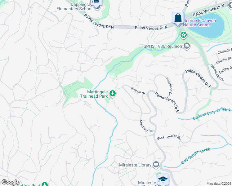 map of restaurants, bars, coffee shops, grocery stores, and more near 1 Martingale Drive in Rancho Palos Verdes