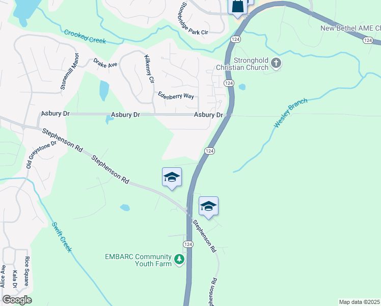 map of restaurants, bars, coffee shops, grocery stores, and more near 7523 Kimberly Lynn Court in Lithonia