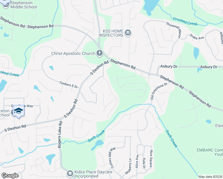 map of restaurants, bars, coffee shops, grocery stores, and more near 7056 Brecken Place in Lithonia