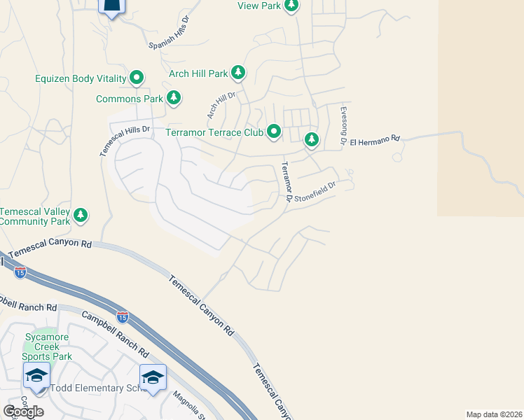 map of restaurants, bars, coffee shops, grocery stores, and more near 24383 Crestley Drive in Corona