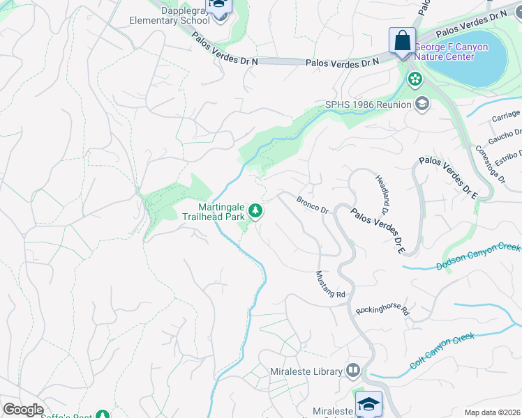 map of restaurants, bars, coffee shops, grocery stores, and more near 1 Martingale Drive in Rancho Palos Verdes