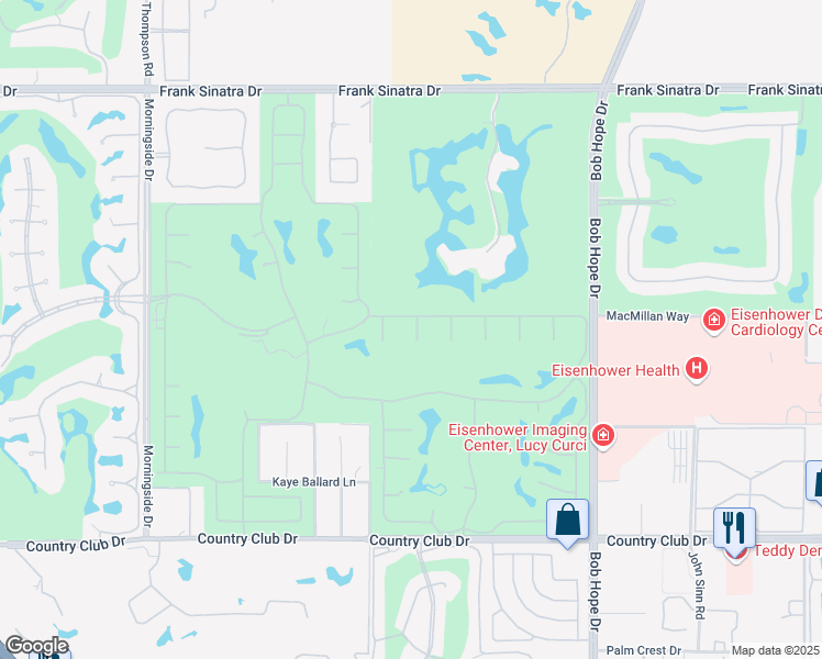 map of restaurants, bars, coffee shops, grocery stores, and more near 11 Wake Forest Court in Rancho Mirage