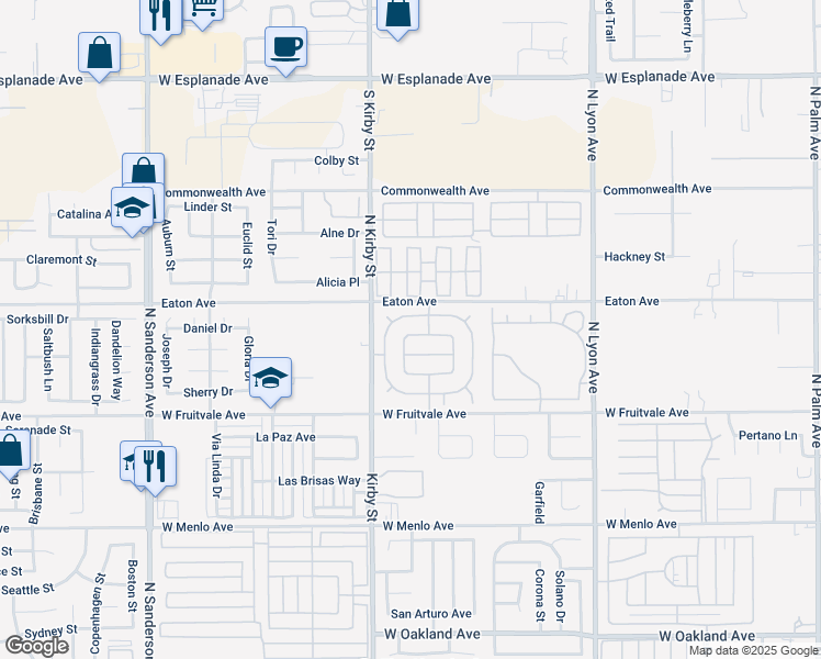 map of restaurants, bars, coffee shops, grocery stores, and more near 2307 El Toro Circle in Hemet