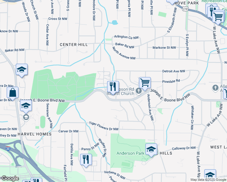 map of restaurants, bars, coffee shops, grocery stores, and more near 350 New Jersey Avenue Northwest in Atlanta