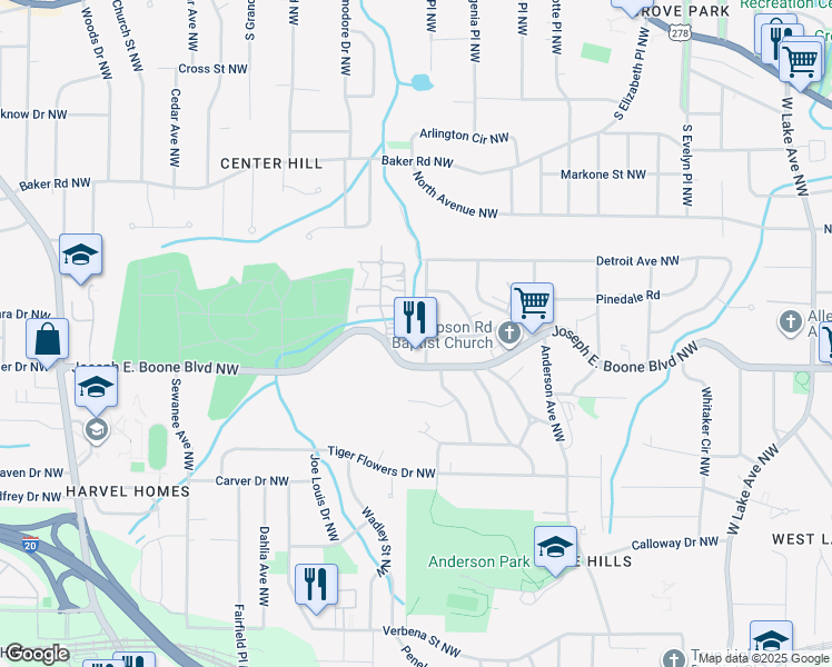 map of restaurants, bars, coffee shops, grocery stores, and more near 350 New Jersey Avenue Northwest in Atlanta